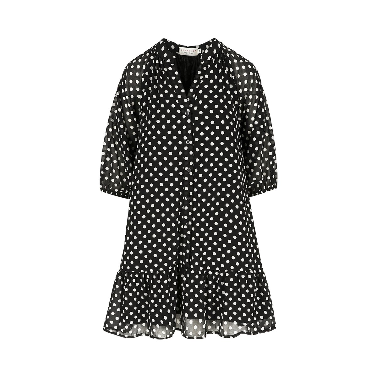 Robe courte à pois noir, LOLALIZA
