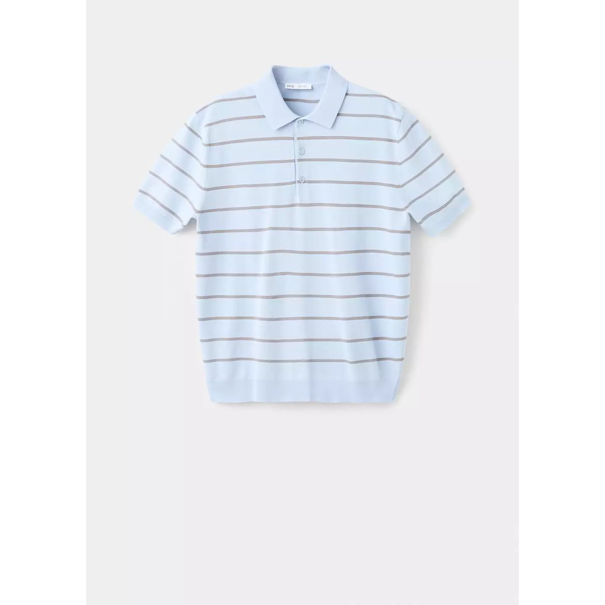 Polo maille fines rayures bleu ciel, MANGO MAN