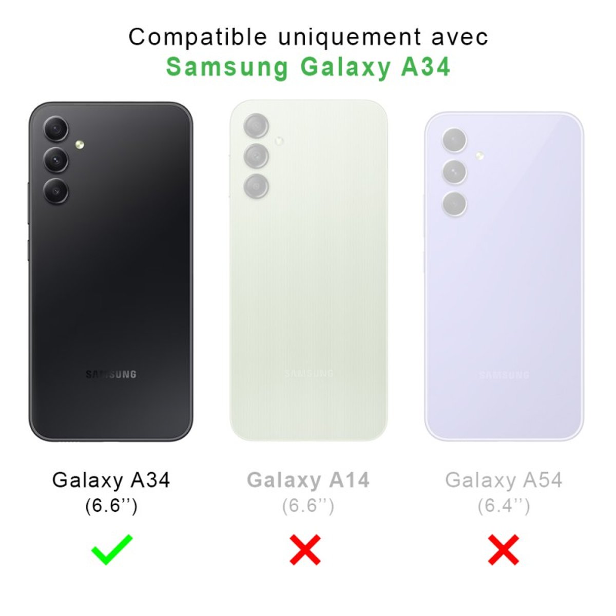 Coque Galaxy A34 antichoc + 2 vitres transparent, EVETANE