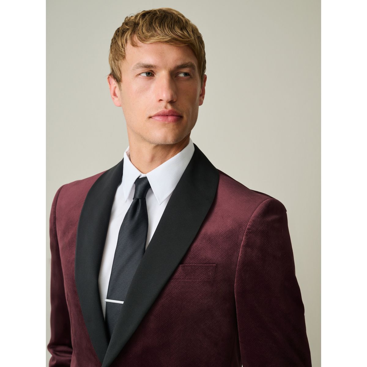Blazer en velours à motif bourgogne rouge géométrique, NEXT