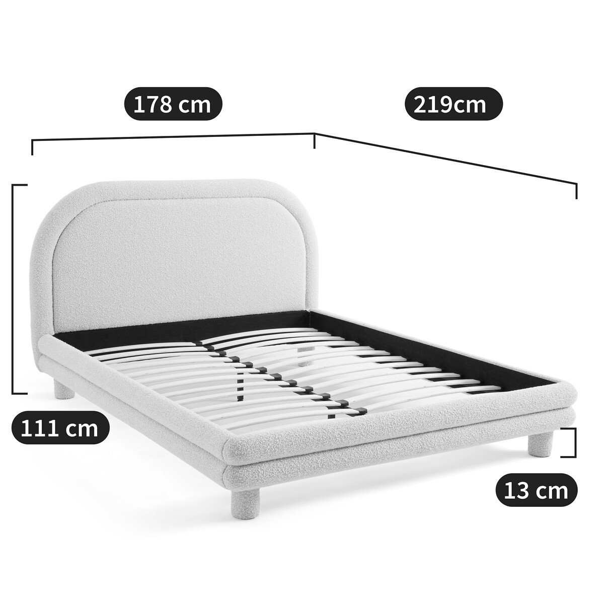 Mendosa Bouclé Bed with Bed Base ecru , LA REDOUTE INTERIEURS