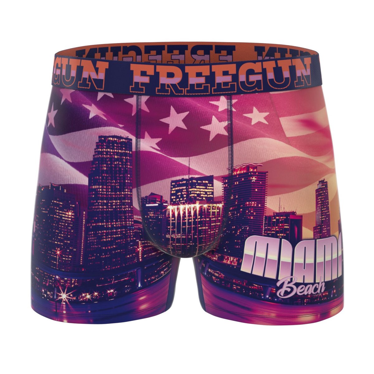 Lot De 3 Boxers Microfibre violet/blanc/noir, FREEGUN