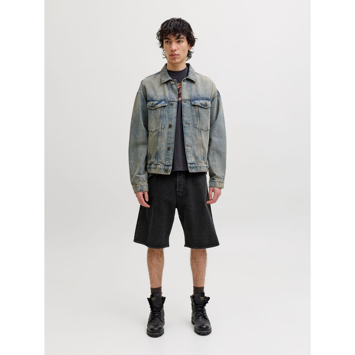 Short En Denim black denim, JACK & JONES