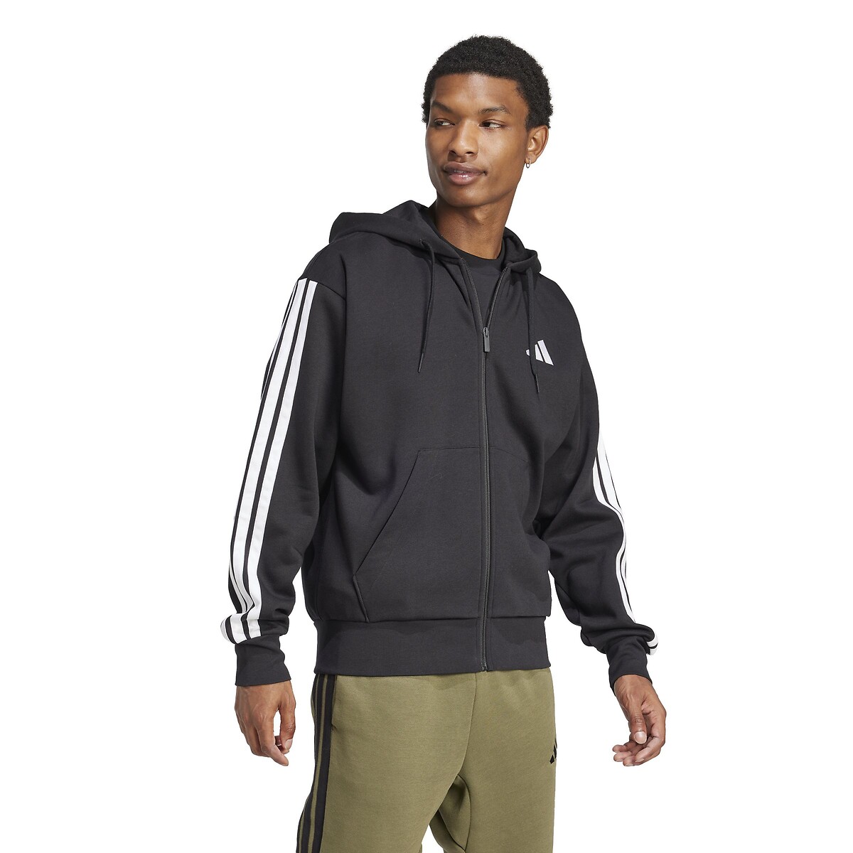 Sweat zippé à capuche Essentiel 3 bandes noir, ADIDAS SPORTSWEAR