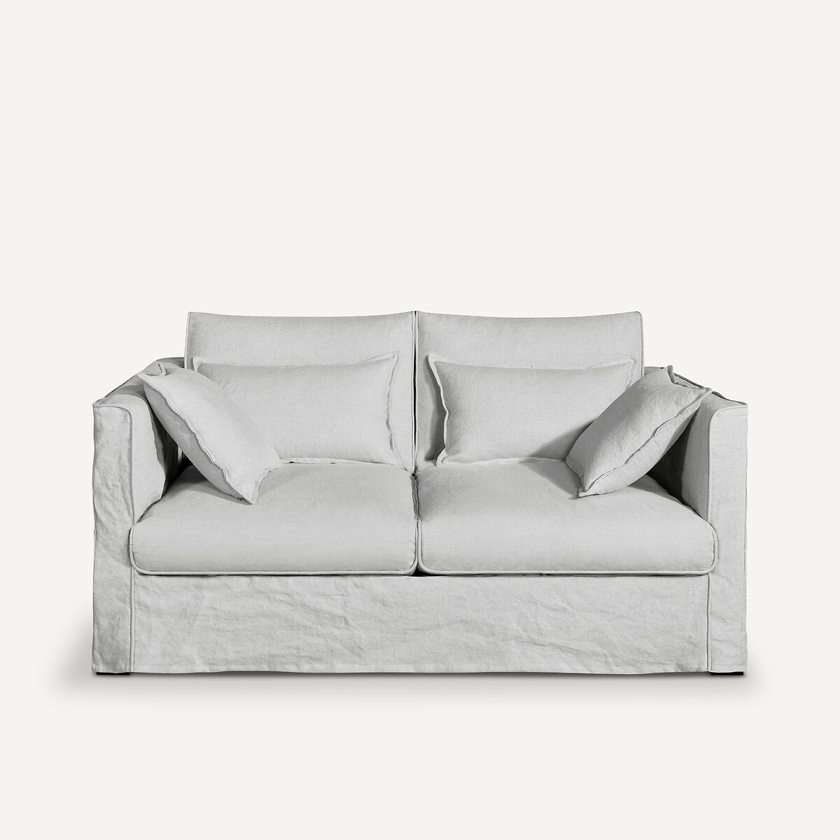 Sofabezug Camille, gecrashtes Leinen weiss, AM.PM