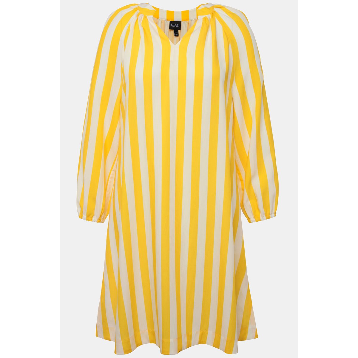 Robe trapèze à rayures et décolleté en V. citron, ULLA POPKEN