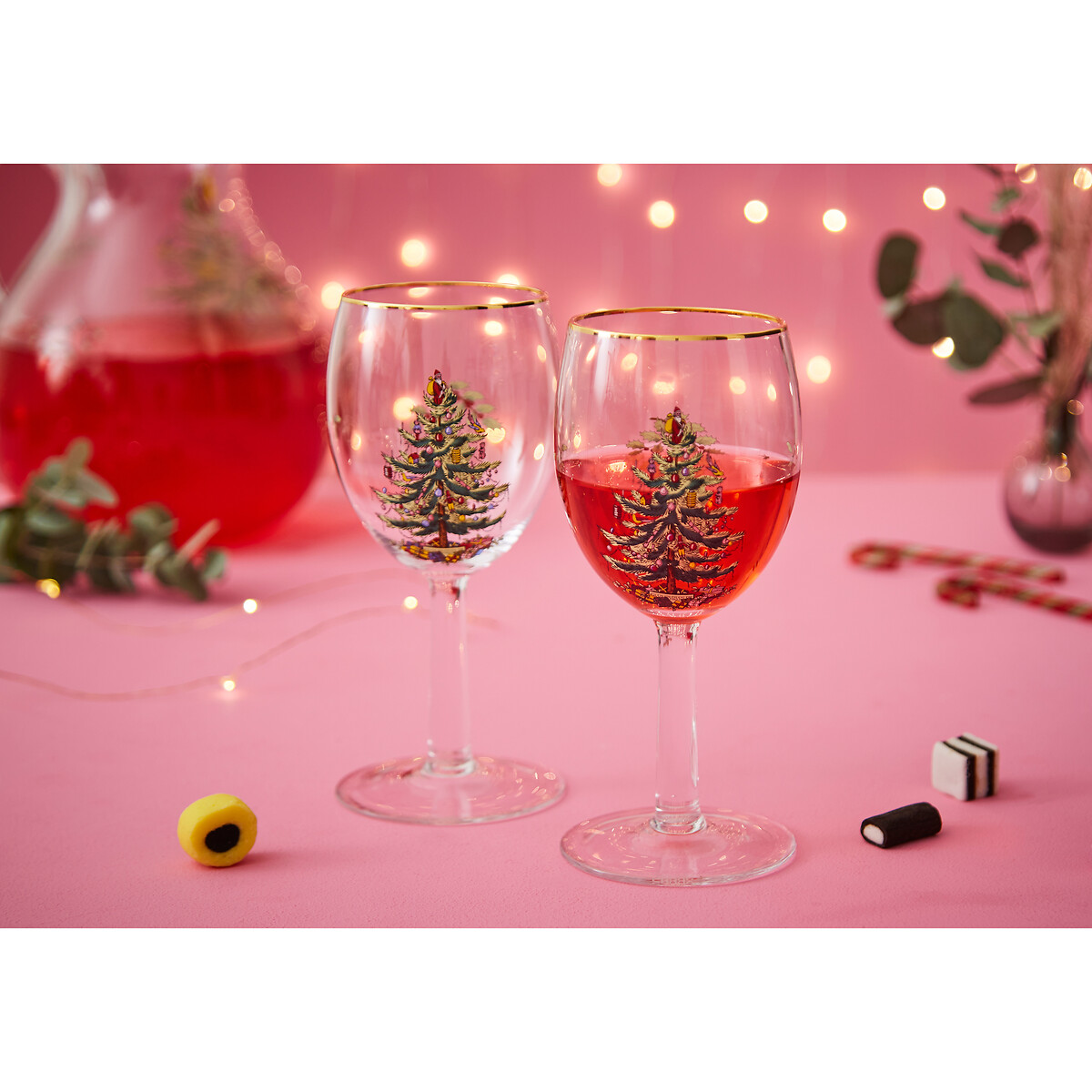 Set of 4 Christmas Tree Wine Glasses transparent, SPODE