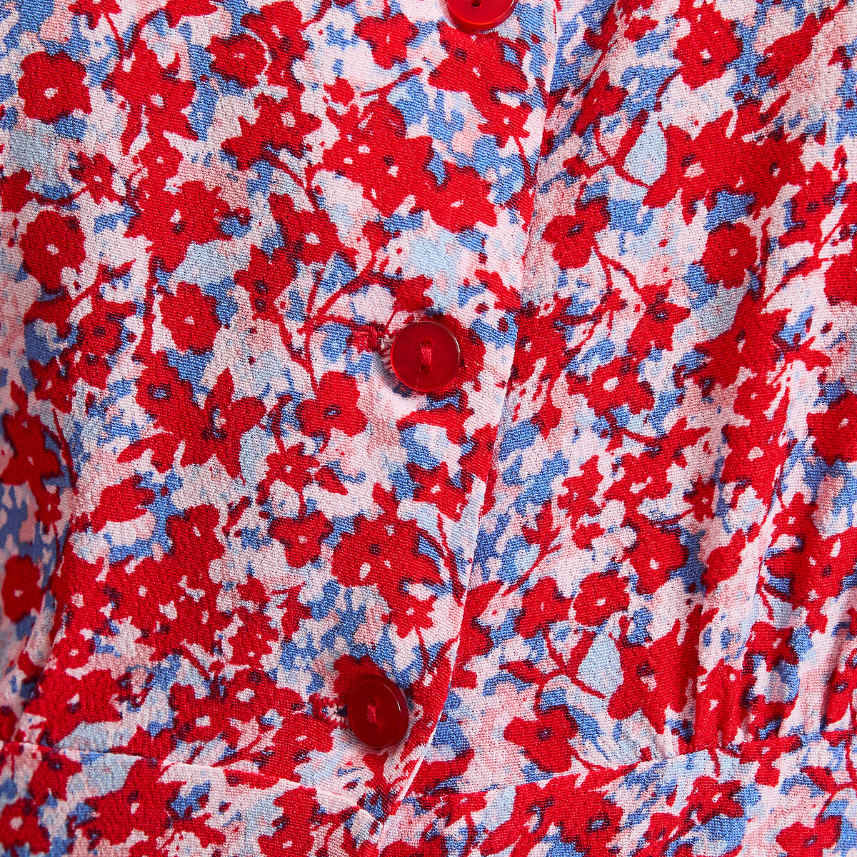 Robe évasée, imprimé floral, longue, manches courtes imprimé fleuri rose, LA REDOUTE COLLECTIONS