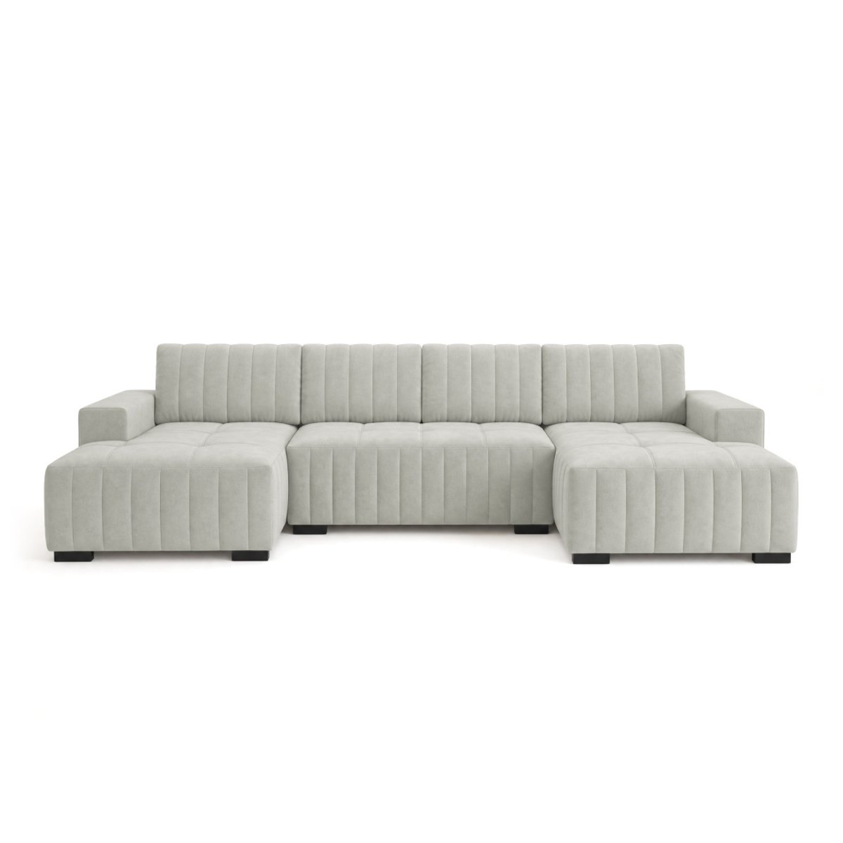 Canapé Panoramique Convertible Velours 7 places - LAZARE blanc, LISA DESIGN