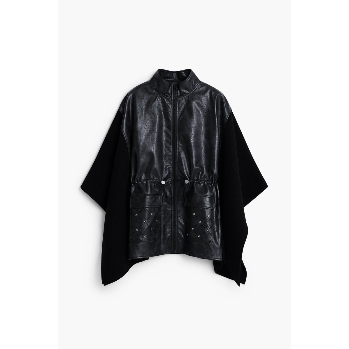 Poncho combiné effet cuir noir, DESIGUAL