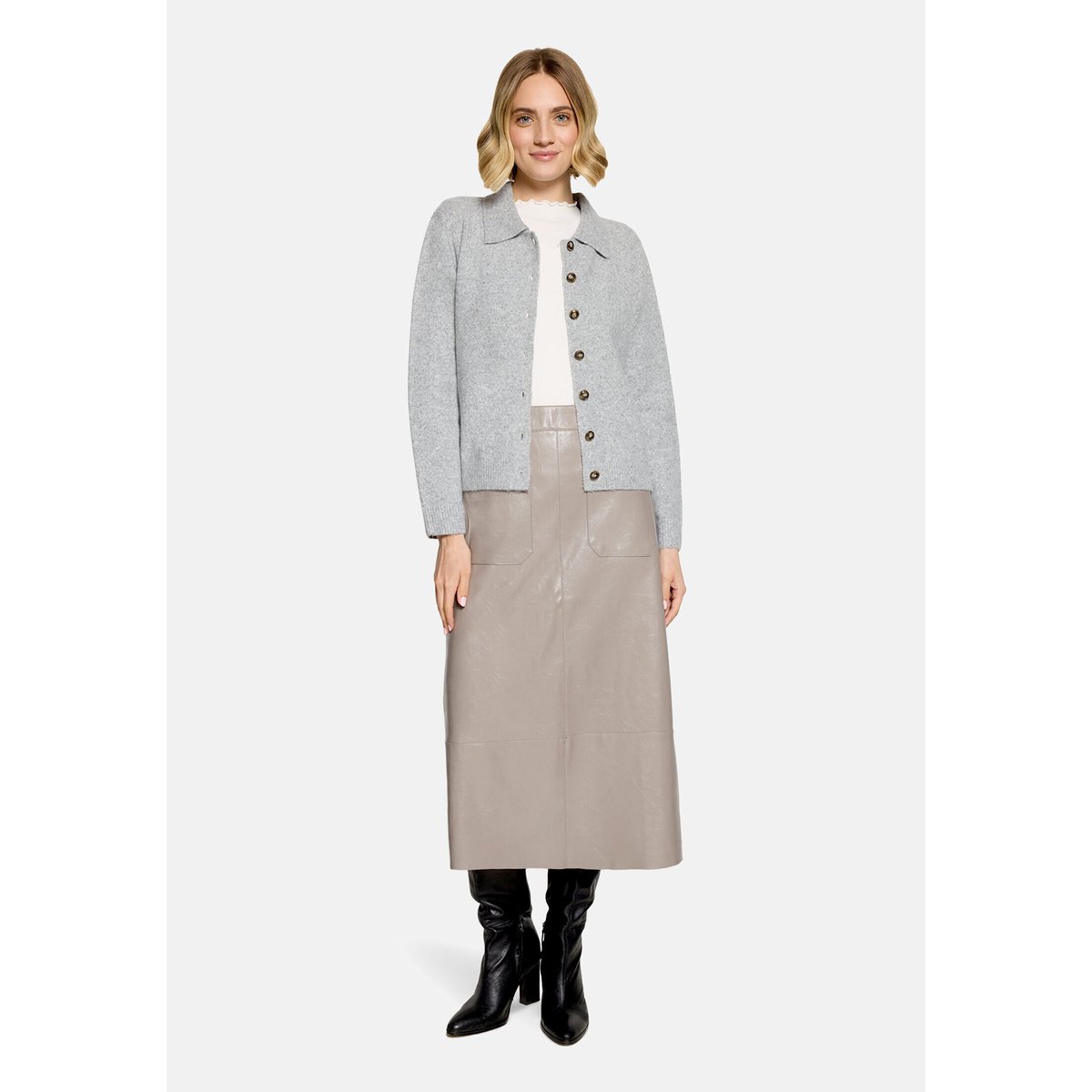 Cardigan en maille à col gris, CARTOON