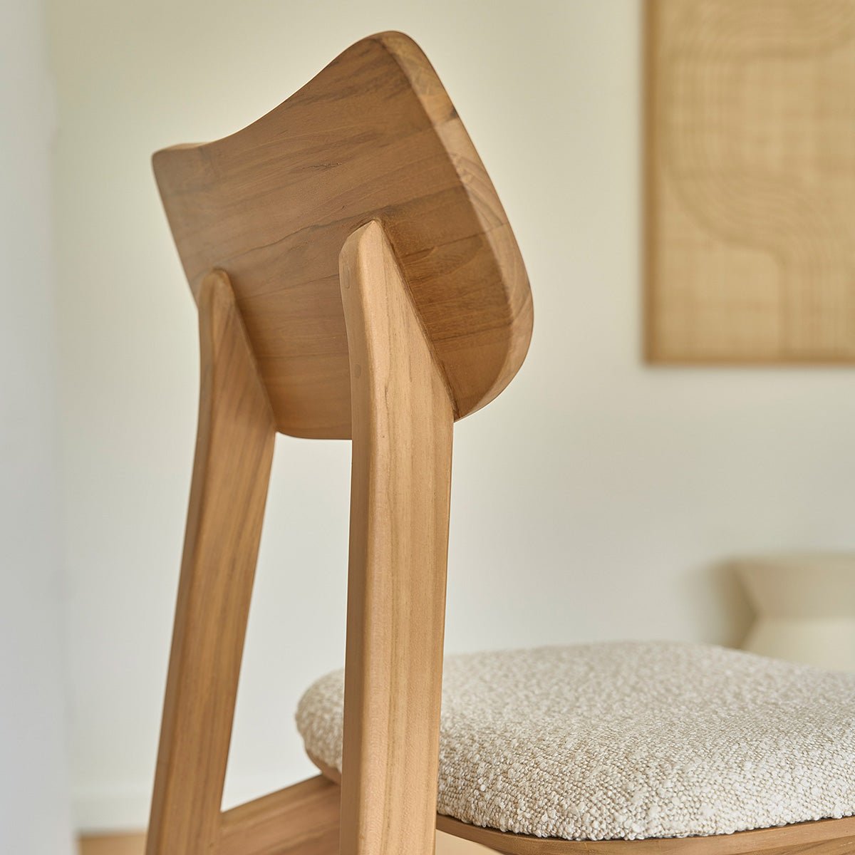 Lot de 2 chaises en teck massif et bouclette ADELE ecru, BERAH GETAH