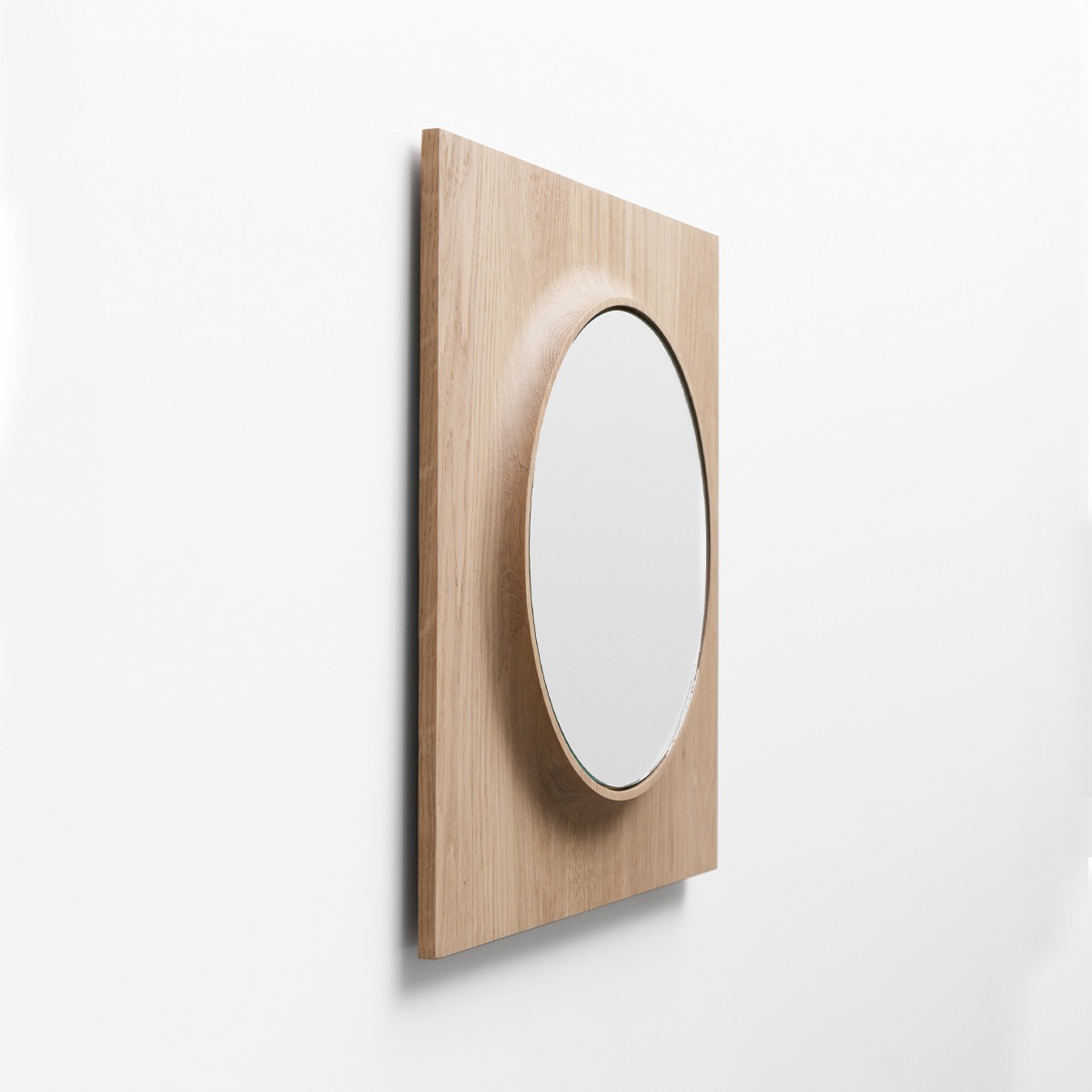 Miroir Circuit Rond en chêne massif bois clair, DRUGEOT MANUFACTURE