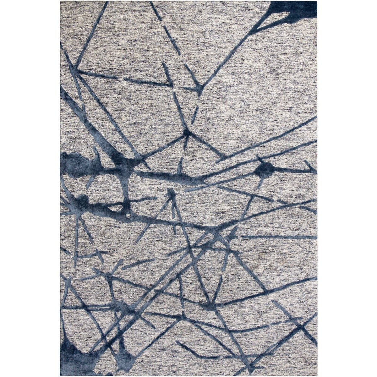 Tapis rectangulaire en viscose, fait main gris, bleu, ARTE ESPINA