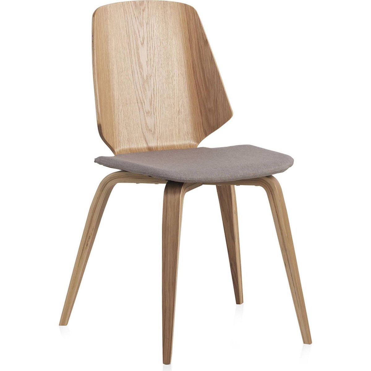 Chaise en chêne assise rembourrée lot de 4 chêne naturel et tissu gris clair, RECOLLECTION