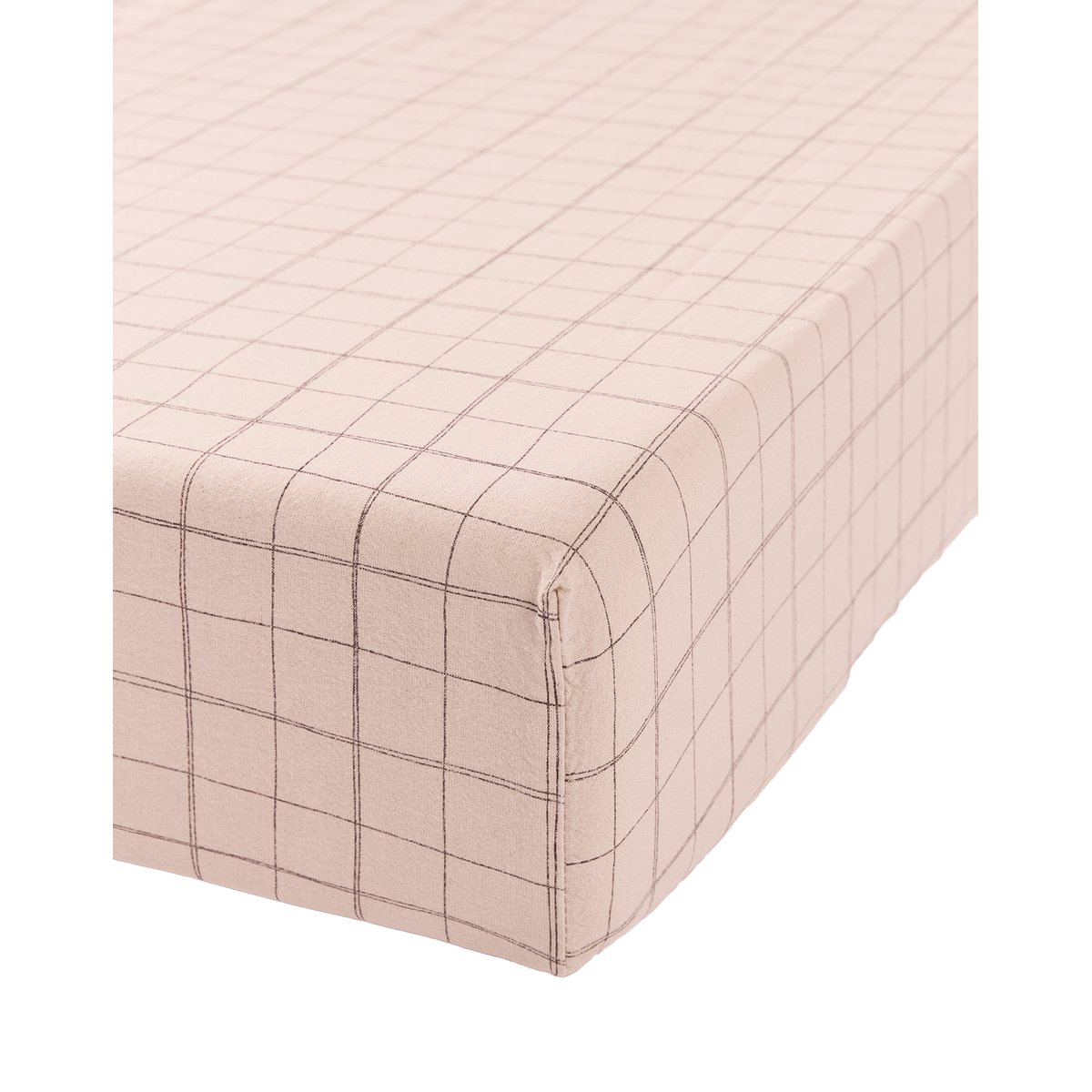 Drap housse bébé en coton bio lavé L1N0 mauve pink grid, NOBODINOZ