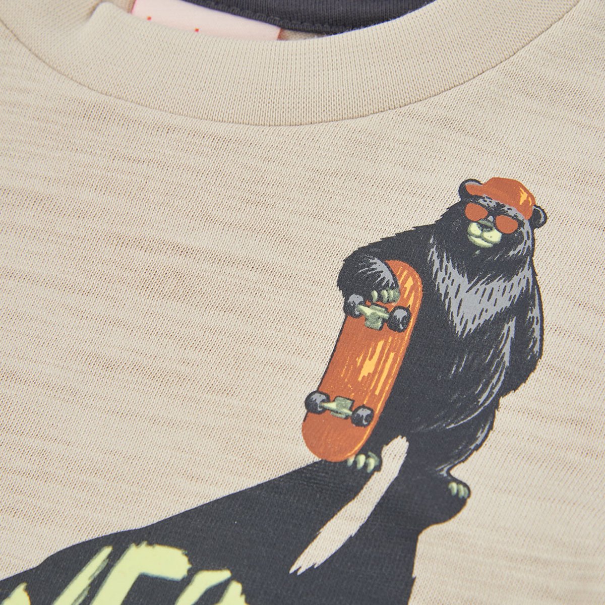 T-shirt garçon en maille imprimé skate beige, BOBOLI