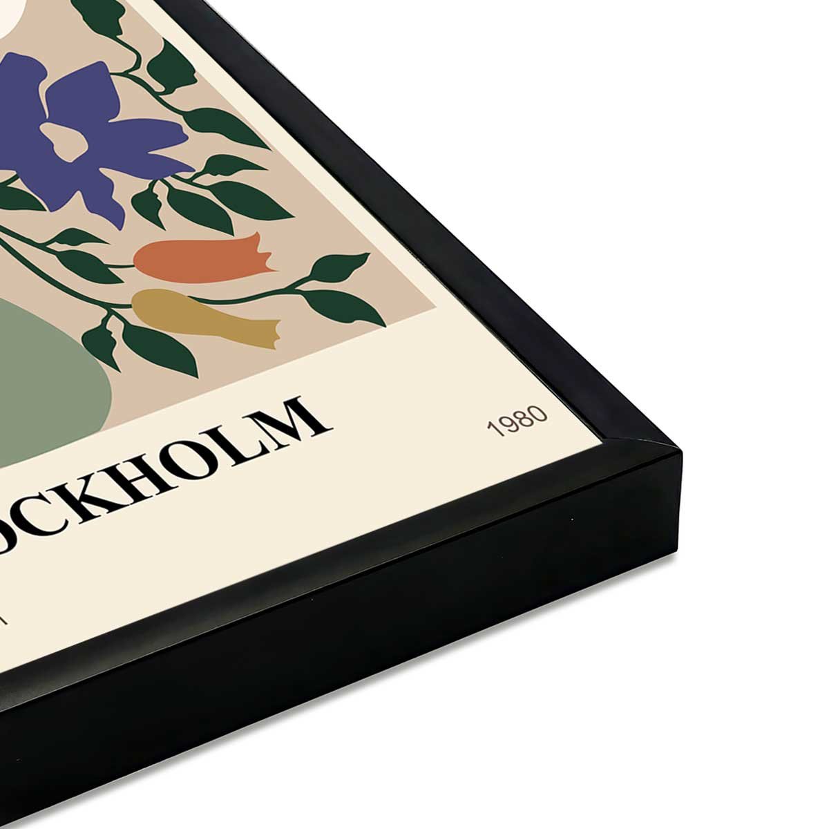 Affiche encadrée bouquet stockholm vintage affiche + cadre en métal - noir, HEXOA