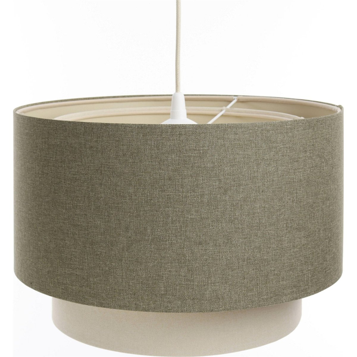 Suspension ronde en tissu et rotin Boho Elegant beige crème et rotin naturel, BPS KONCEPT