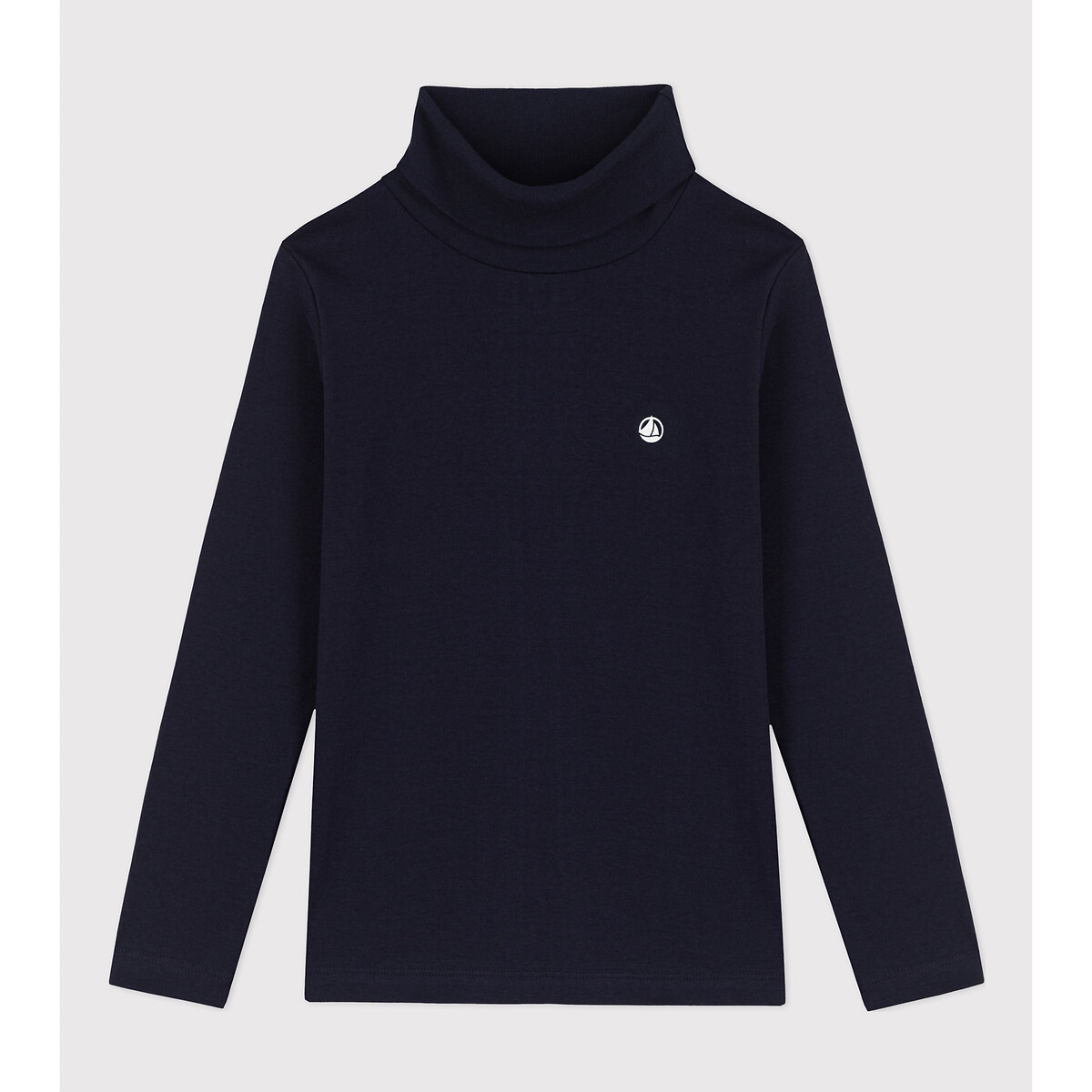 Sous-pull manches longues col roulé bleu marine, PETIT BATEAU