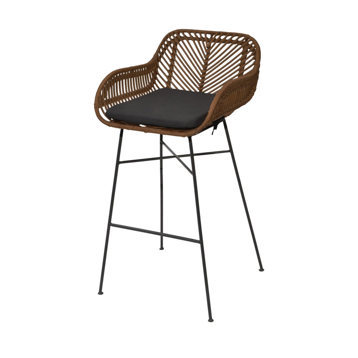 Lot de 2 tabourets de bar en rotin H68cm- NUNUHAI bois foncé, DRAWER