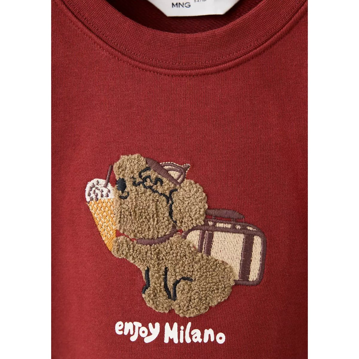 Sweat-shirt oversize à motif en relief grenat, MANGO BABY