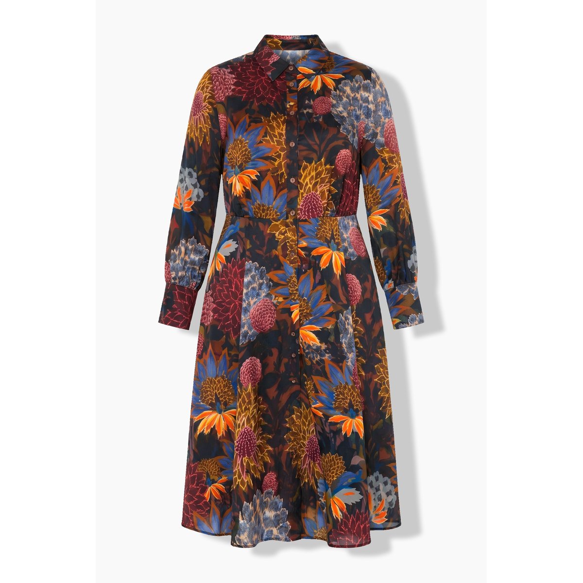Robe-chemisier longueur midi chocolat, ULLA POPKEN