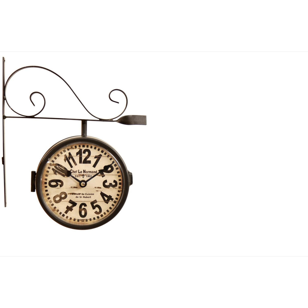Horloge de gare ancienne double face chef le blanc, DECORATION D’AUTREFOIS