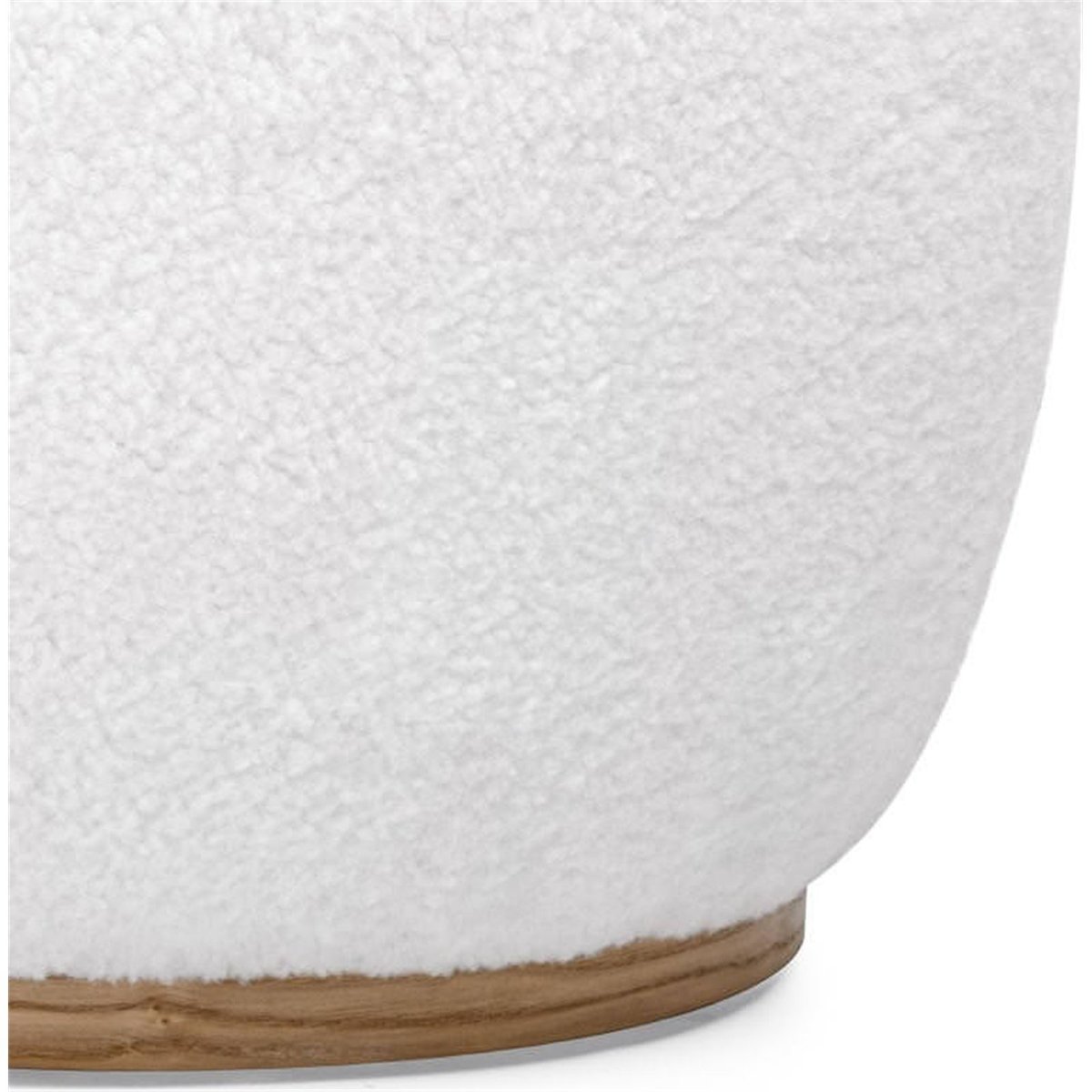 Pouf rembourré arrondi en bois blanc et bois clair, RECOLLECTION