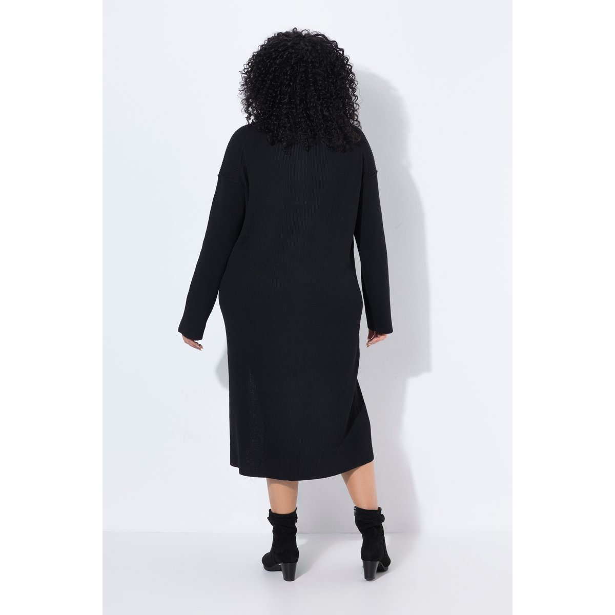 Robe longue en jersey côtelé, coupe oversize noir, ULLA POPKEN
