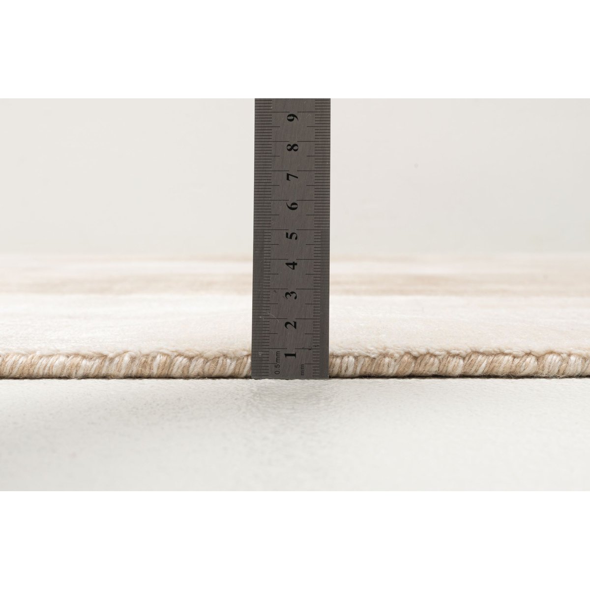 Tapis salon Palmyra, fait main, 100% laine beige clair, THEKO