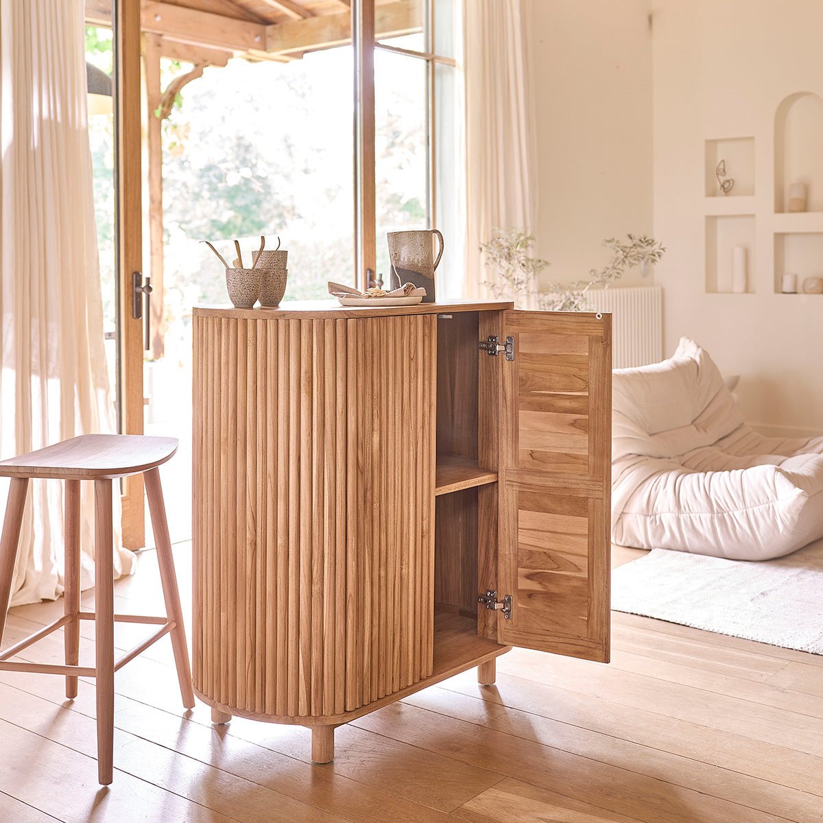 Bar en teck massif 90 cm  COLINE naturel, BERAH GETAH