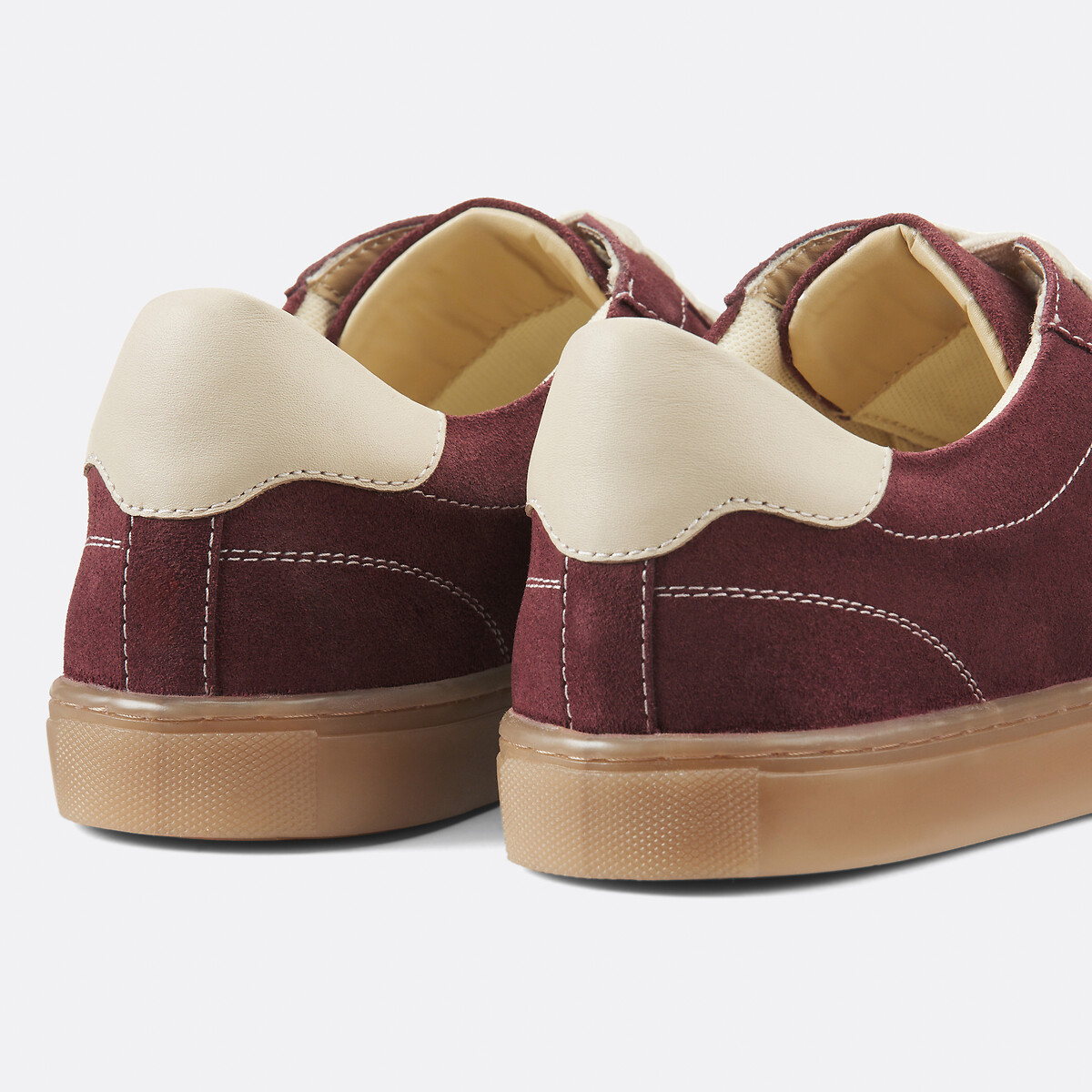 Baskets rétro en cuir suédé bordeaux, LA REDOUTE COLLECTIONS