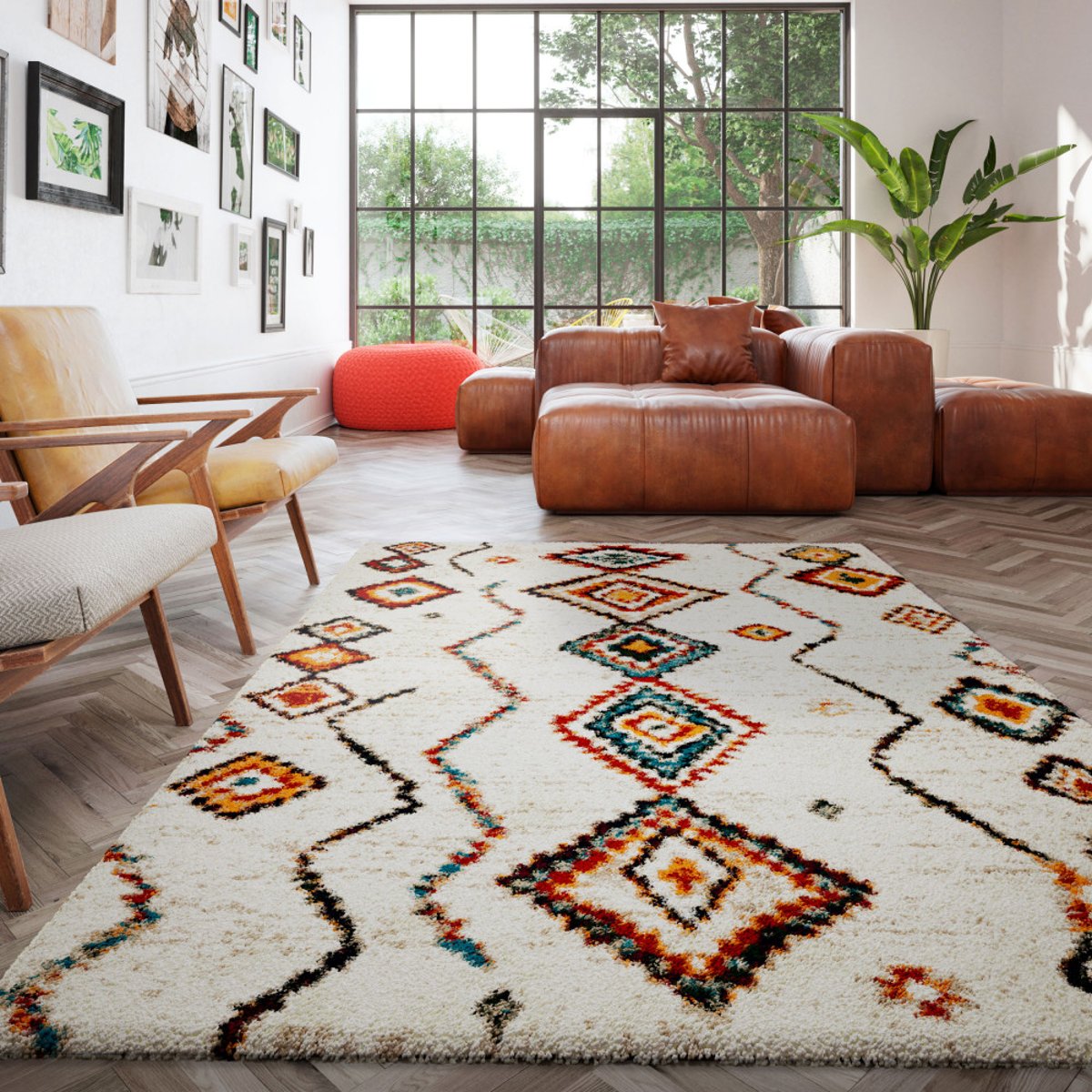 Tapis d'inspiration berbère à motif ethnique- ZAZY multicolore, DRAWER