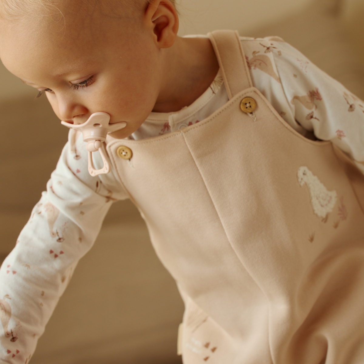 Ensemble salopette bébé en molleton et t-shirt Margot rose, PETIT BEGUIN