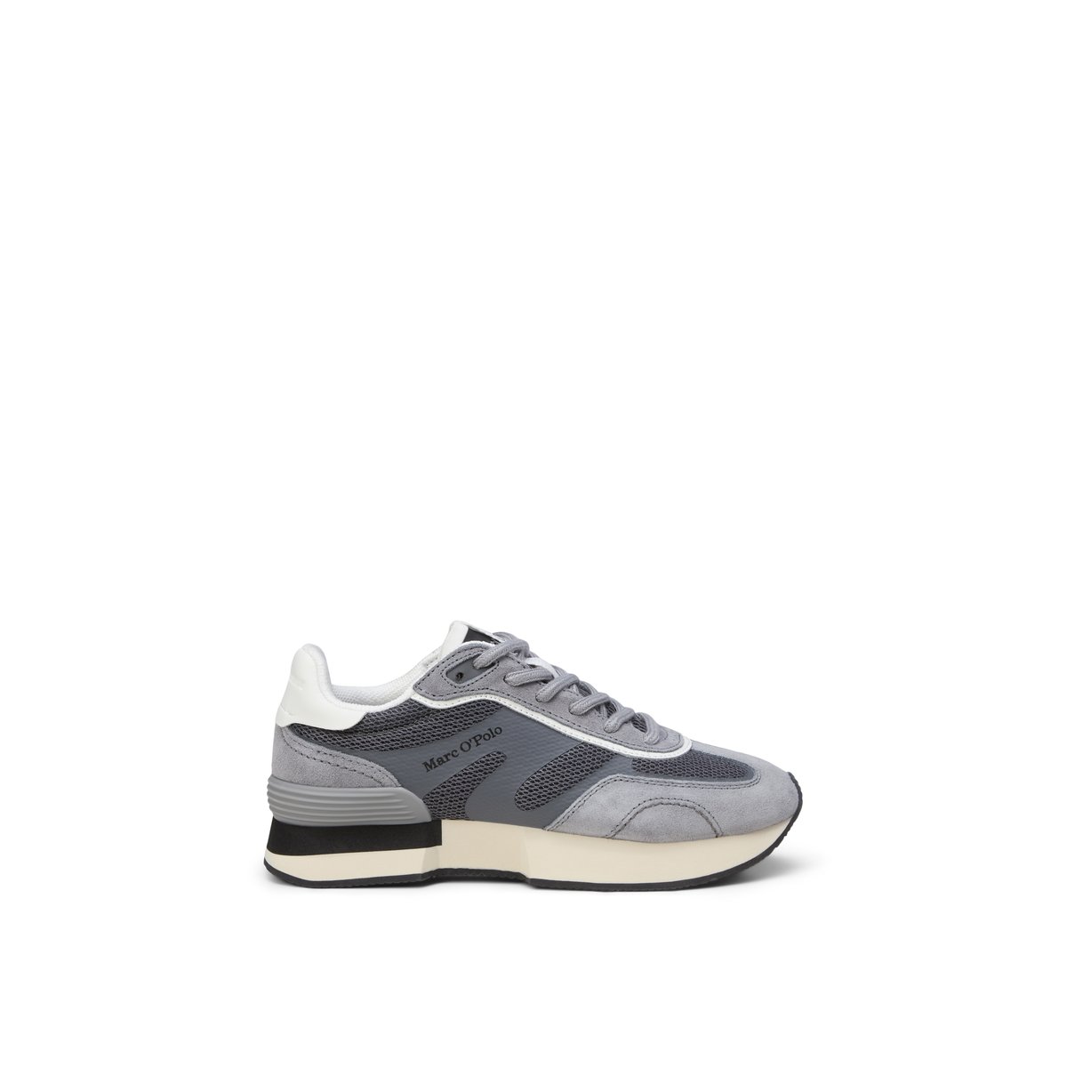 Baskets Modèle Mara en cuir velours et mesh gris, MARC O'POLO