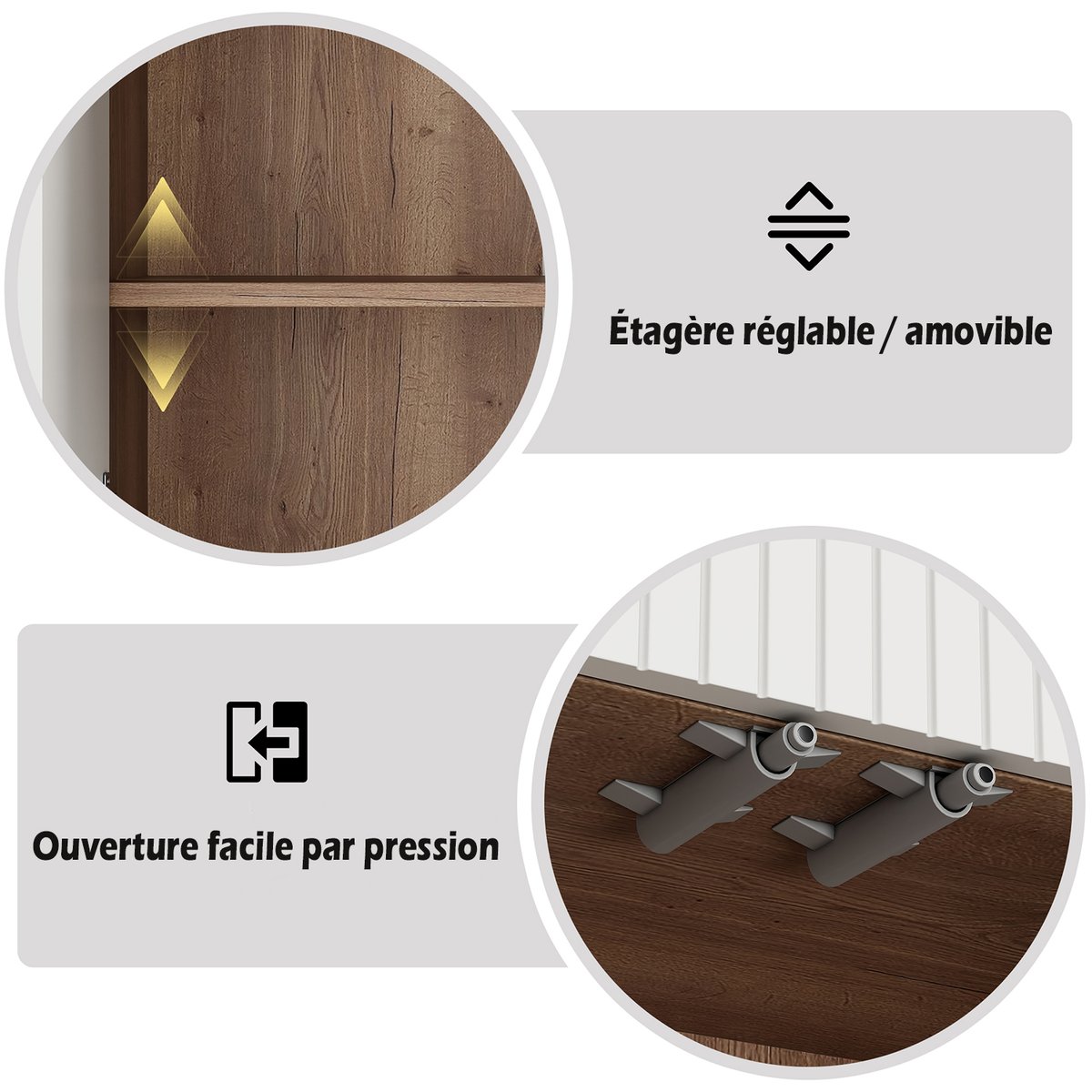 Meuble à chaussures 3 portes 2 niches et 2 tiroirs  ,MELVINI noyer, MEUBLES COSY