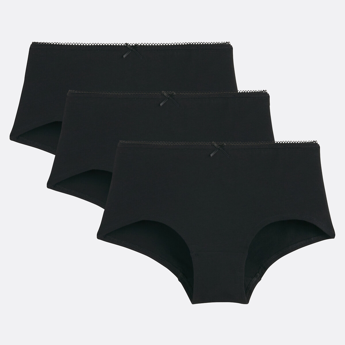 Lot de 3 shorties unis en coton stretch noir/noir/noir, LA REDOUTE COLLECTIONS