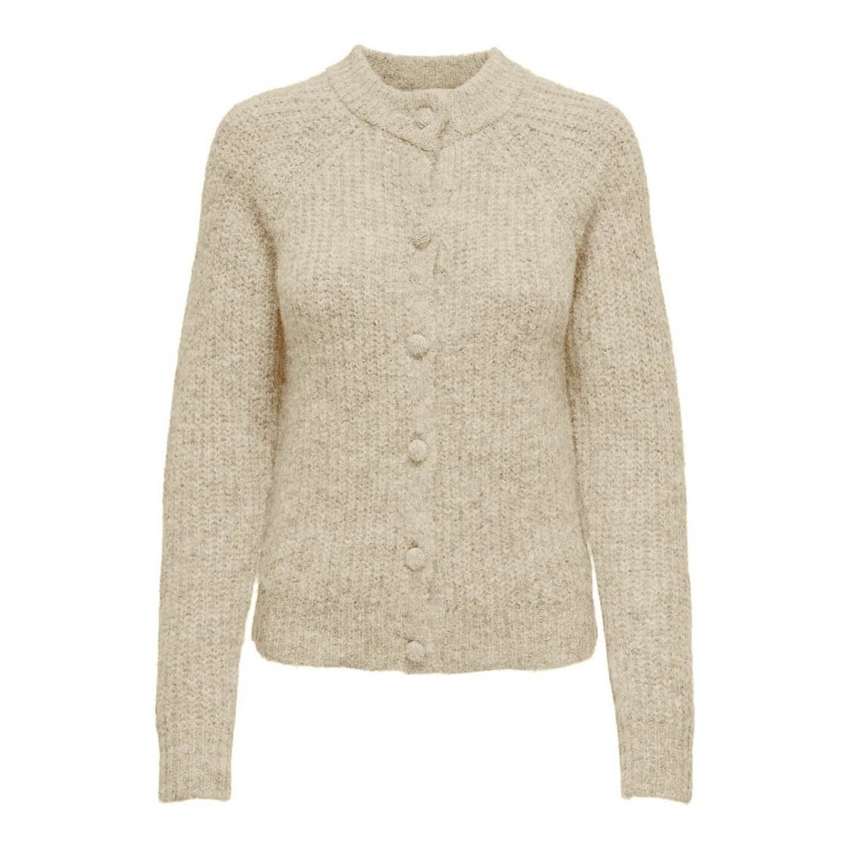 Brushed Knit Cardigan with Crew Neck ecru , ONLY