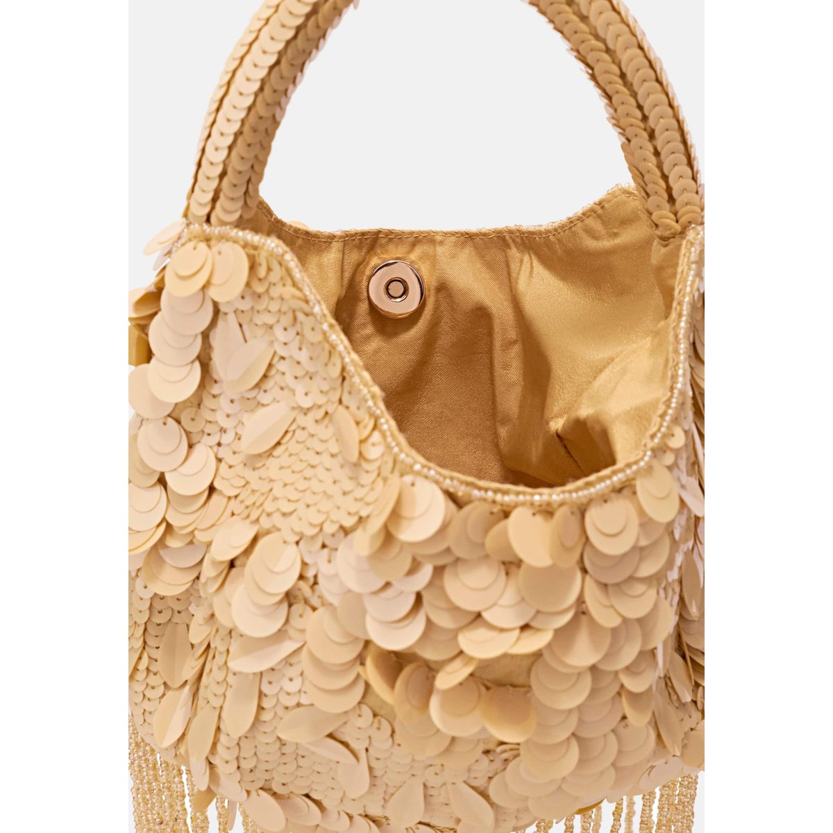 Pochette À Franges De Cristal crème, GUESS