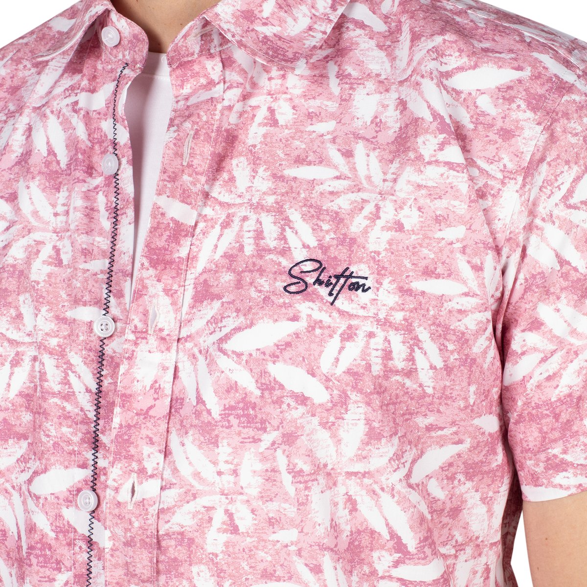 Chemise manches courtes hawaï coast rose, SHILTON