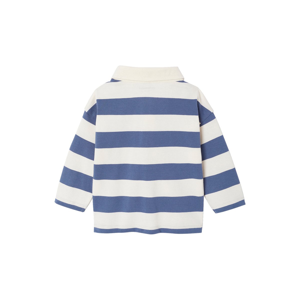 T-shirt polo rayé manches longues bleu grisé, VERTBAUDET