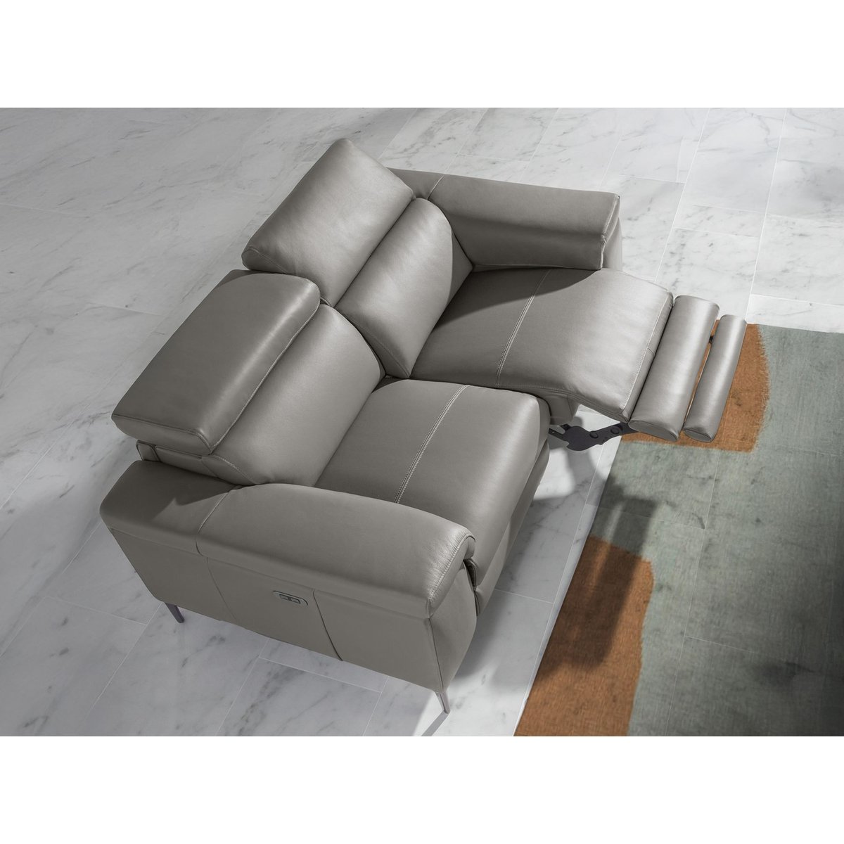 Canapé en cuir avec relax gris | acier, ANGEL CERDA