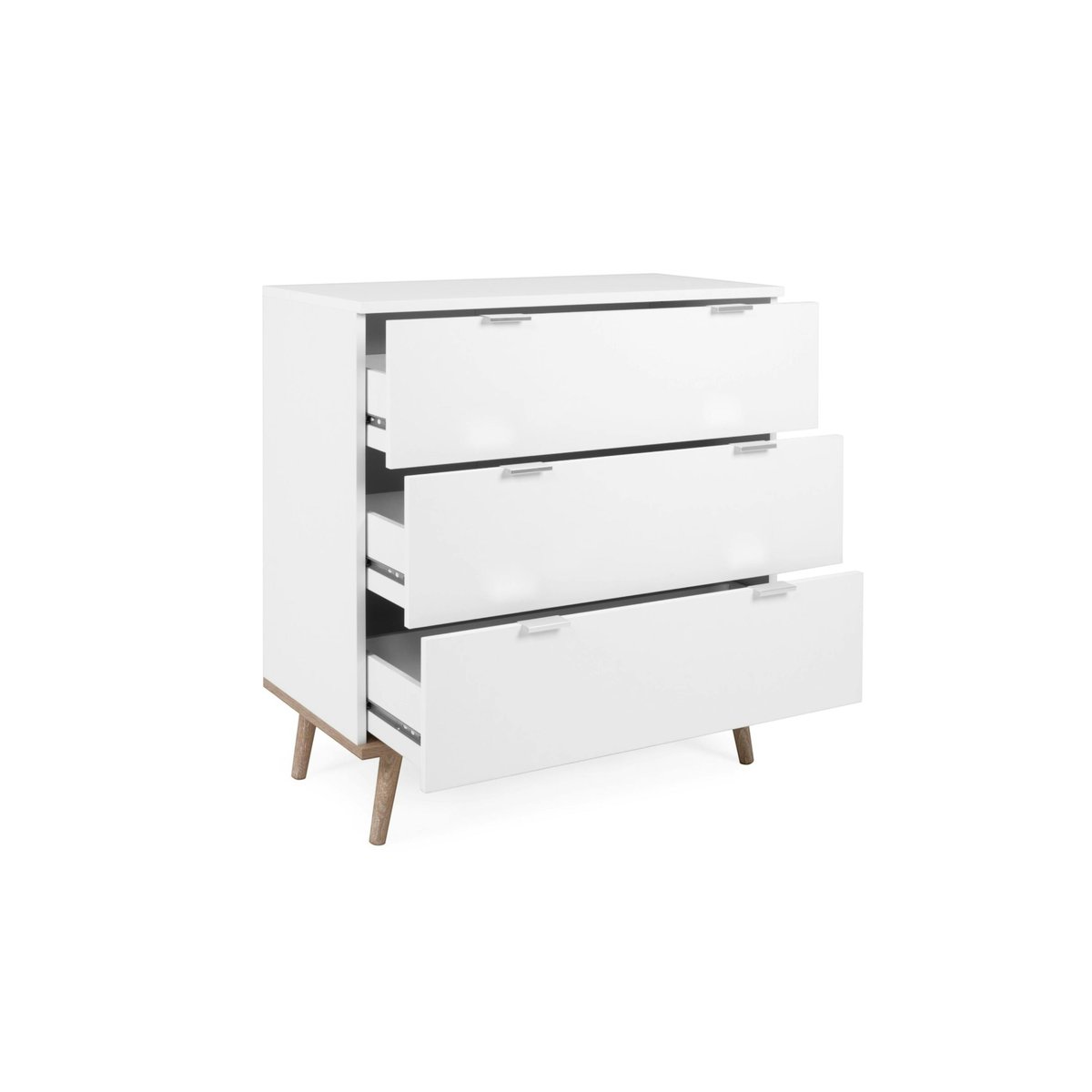 Commode blanche 3 tiroirs style scandinave ALVA blanc, PIER IMPORT