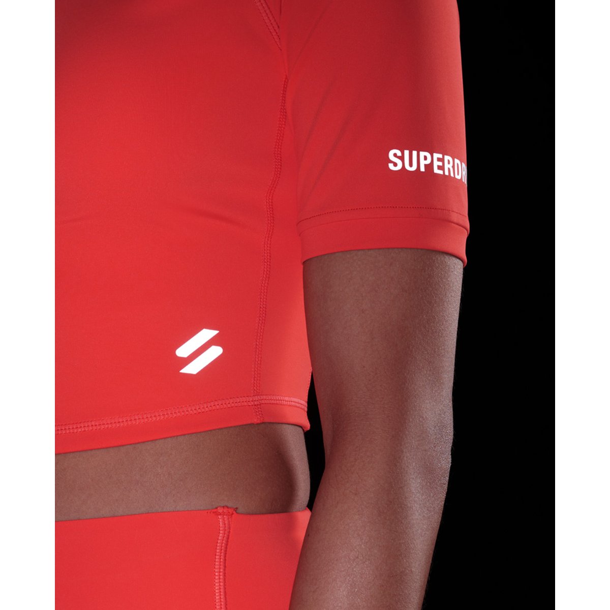 Haut court moulant 3/4 Run corail chaud, SUPERDRY