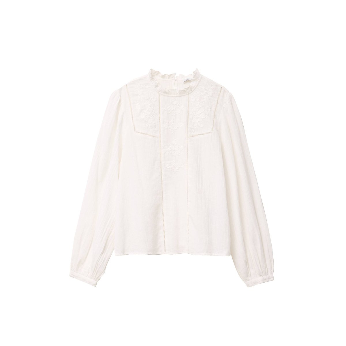 Chemise manches longues brodée ecru, BONOBO