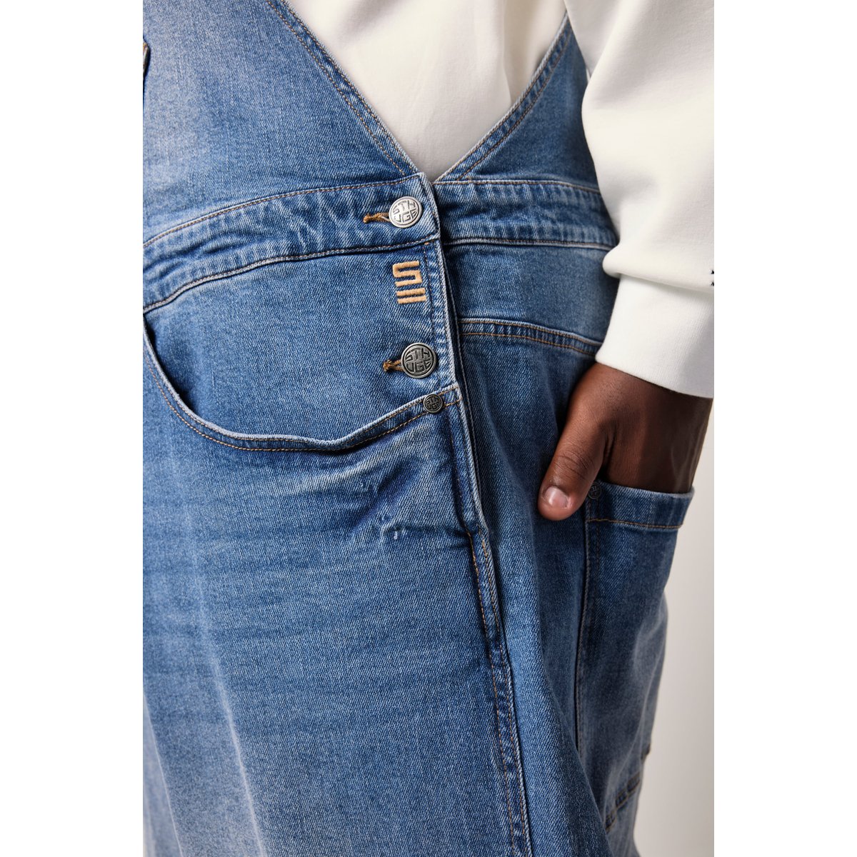 Salopette en jean, coupe Baggy Fit bleu jean, STHUGE