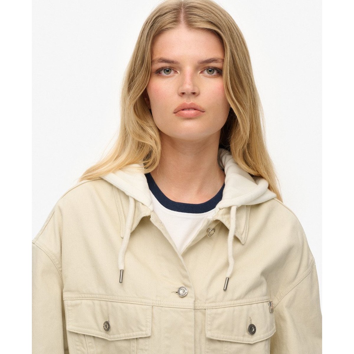 Veste Trucker à Capuche Décontractée oat bran, SUPERDRY
