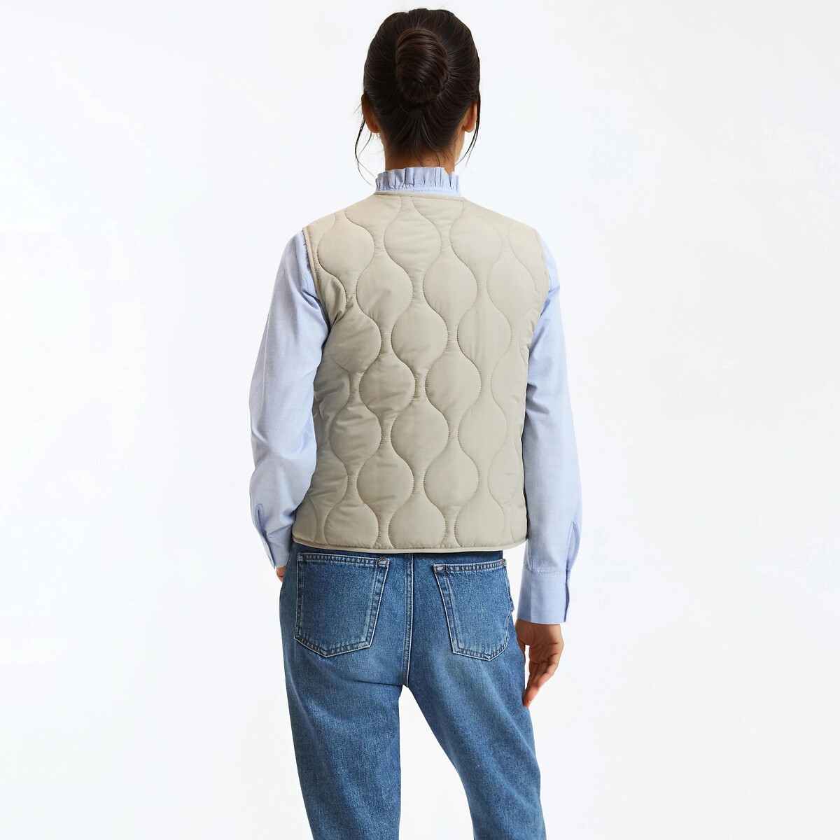 Chaleco acolchado con botones de presión verde grisáceo, LA REDOUTE COLLECTIONS