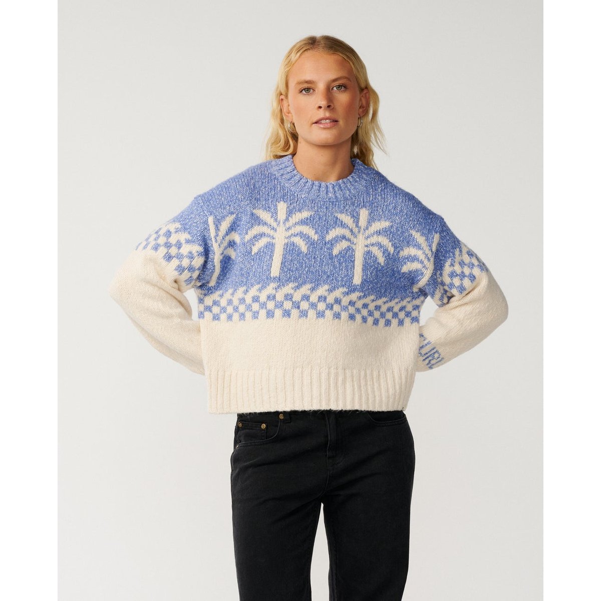 Pull col rond Bossa NOVA Neps bleu moyen, RIP CURL